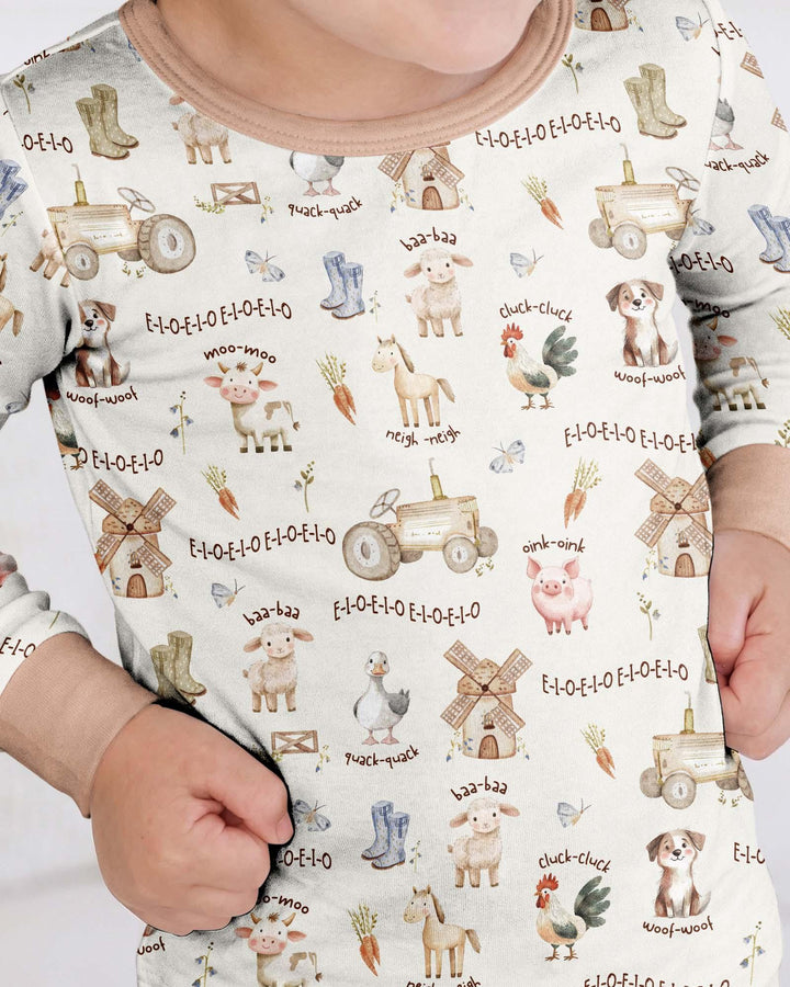 Old McDonald Farm Family Matching Bamboo Two Piece Long Sleeve Pajama Set
