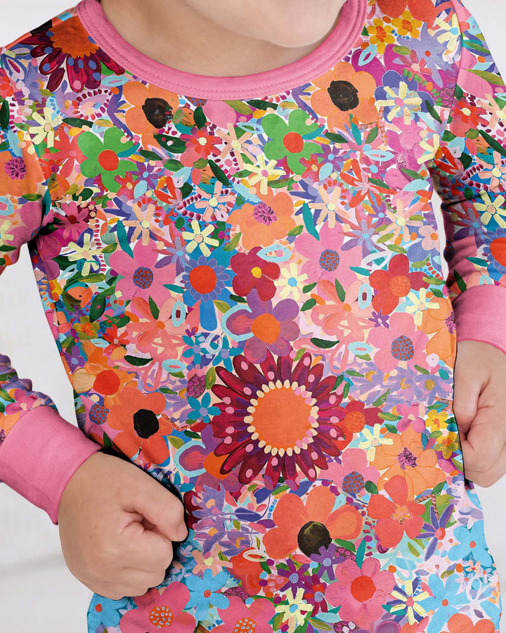 Conjunto de pijama de dos piezas de bambú Rainbow Blooms