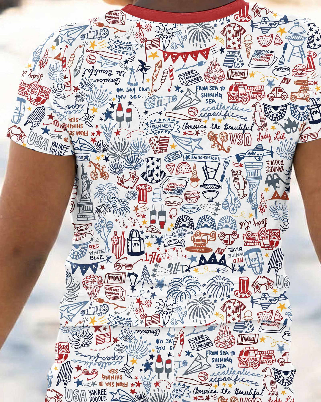 Liberty Doodle 250th Family Matching Bamboo Two Piece Short Sleeve Pajama Set