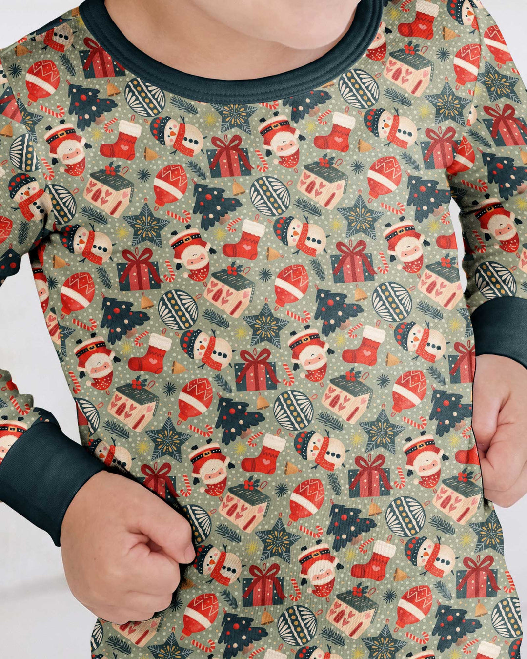 Christmas Ornaments Bamboo Two Piece Long Sleeve Pajama Set