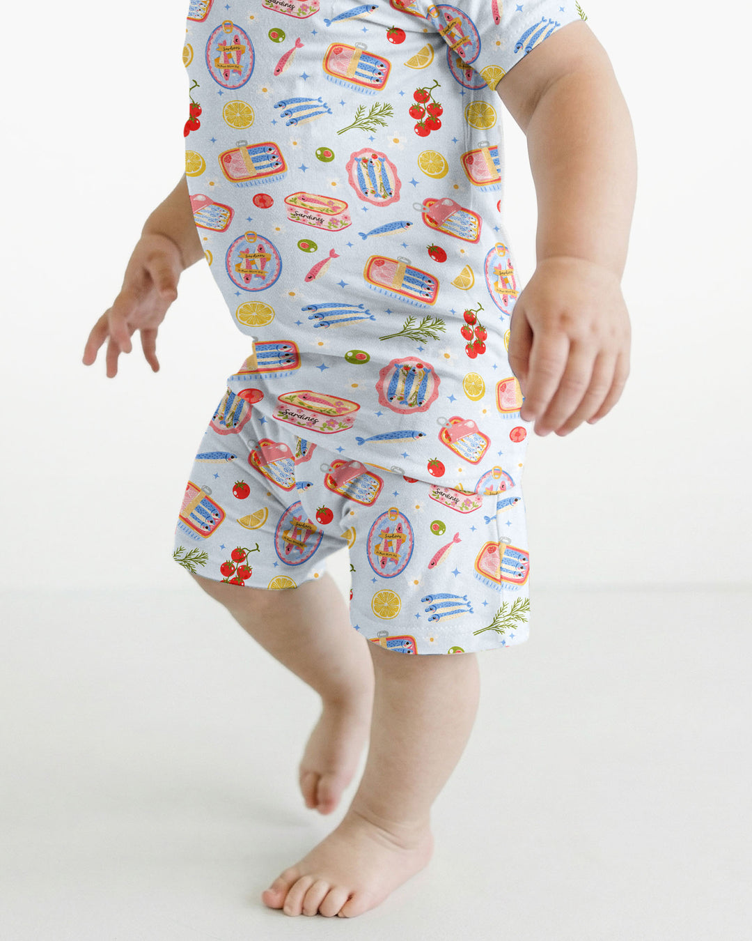 Preppy Sardines Bamboo Two Piece Short Sleeve Shorts Pajama Set