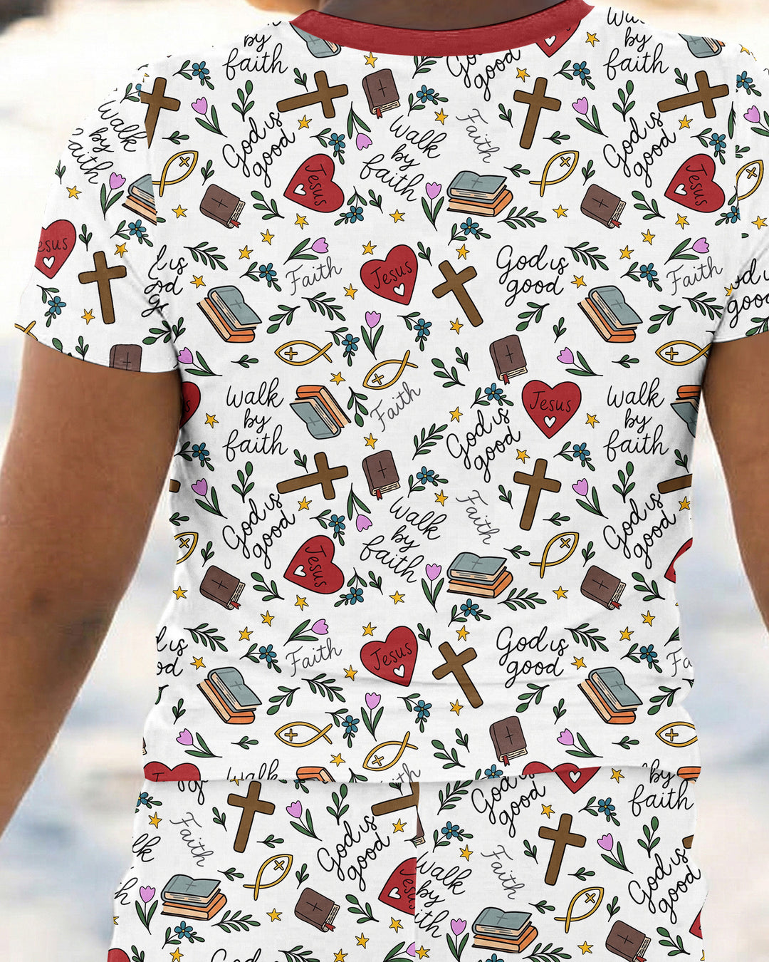 Conjunto de pijama de dos piezas de manga corta de bambú