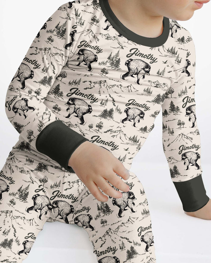 Vintage Jimothy Racoon Family Matching Bamboo Two Piece Long Sleeve Pajama Set