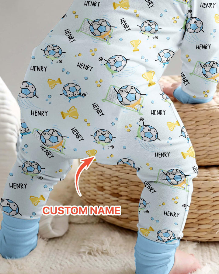 Mono convertible de bambú con cremallera a juego para padre e hijo de fútbol con nombre personalizado