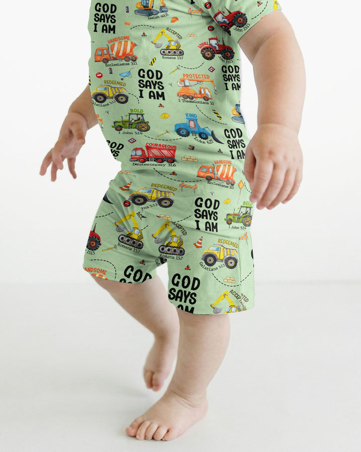 Dios Dice Soy Niño Bambú Conjunto de Pijama de Dos Piezas de Manga Corta y Pantalón Corto