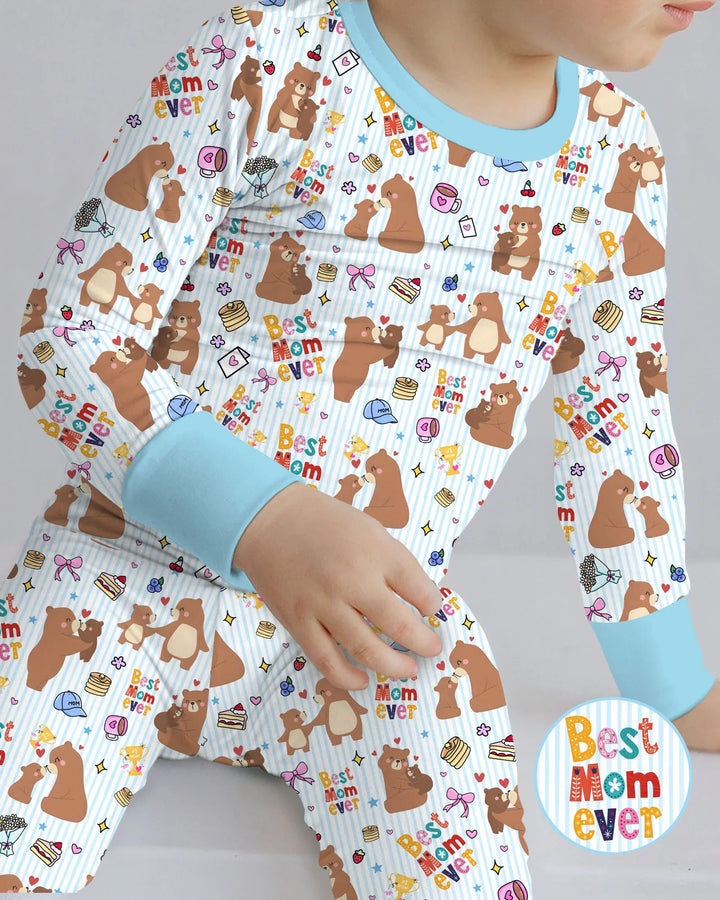 Best Mama Bear Ever Family Matching Bamboo Two Piece Long Sleeve Pajama Set