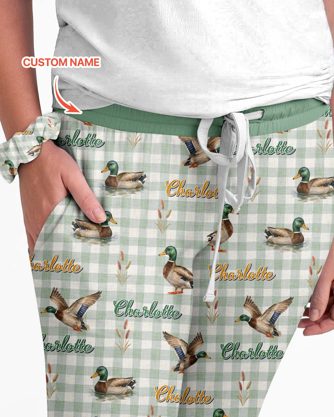 Mallard Duck Custom Name Bamboo Women Pajama Set