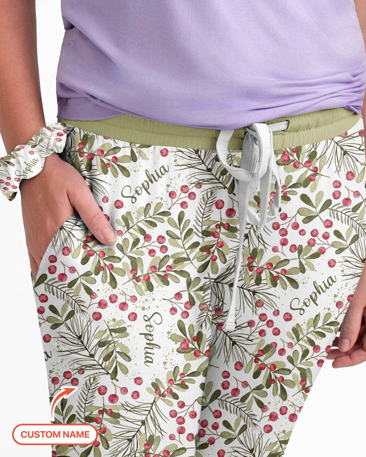 Benutzerdefinierter Name Geburtsmonatsblumen Bambus Damen Schlafanzug-Set