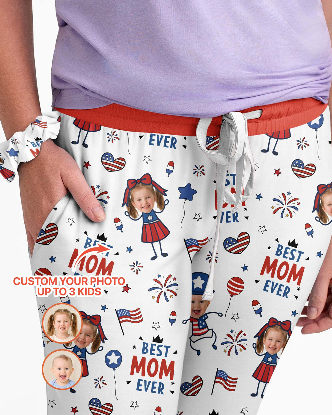 Custom Photo Best Patriotic Family Ever Bamboo Women Pajama Set