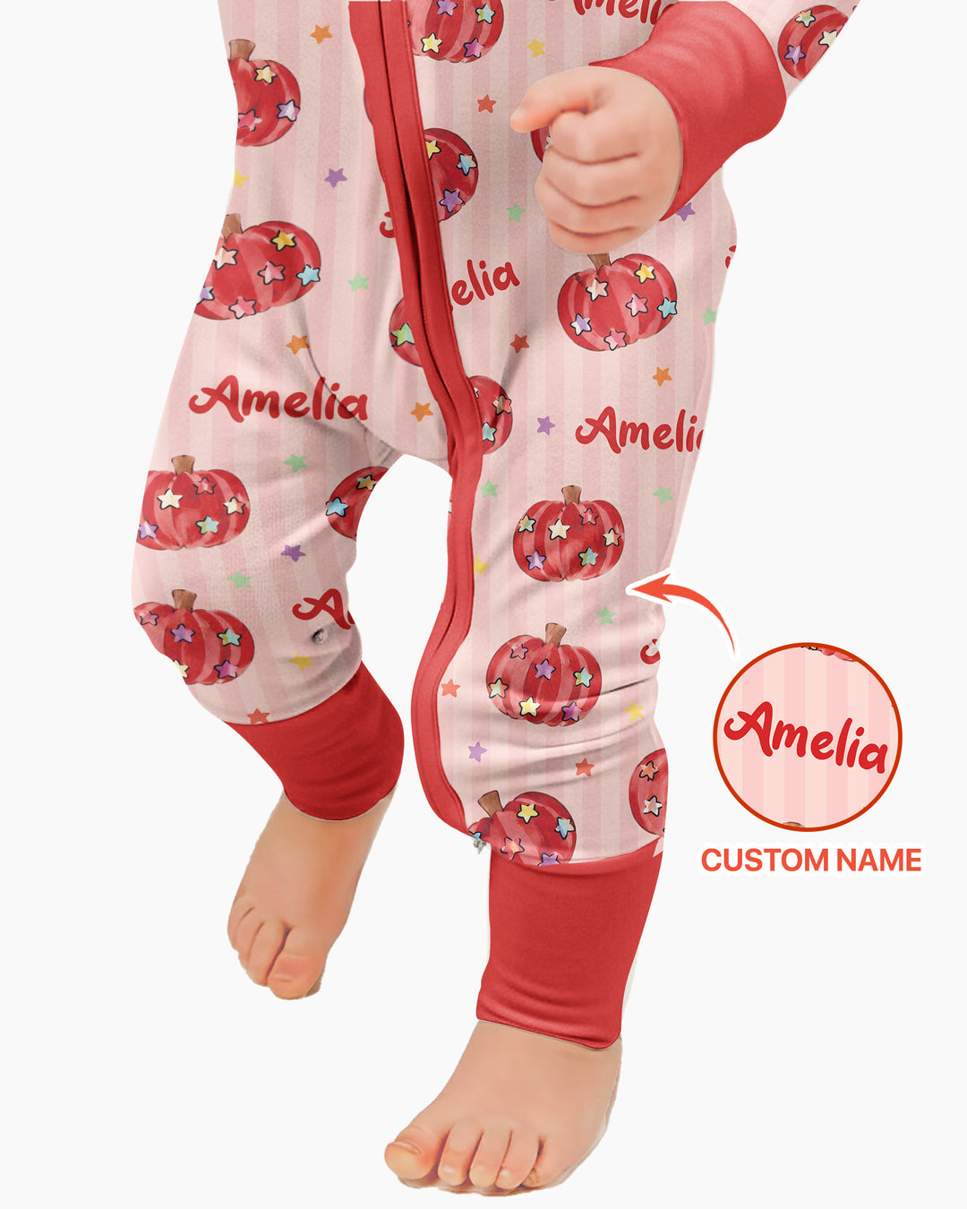 Colorful Star Pumpkin Custom Name Bamboo Convertible Zippy