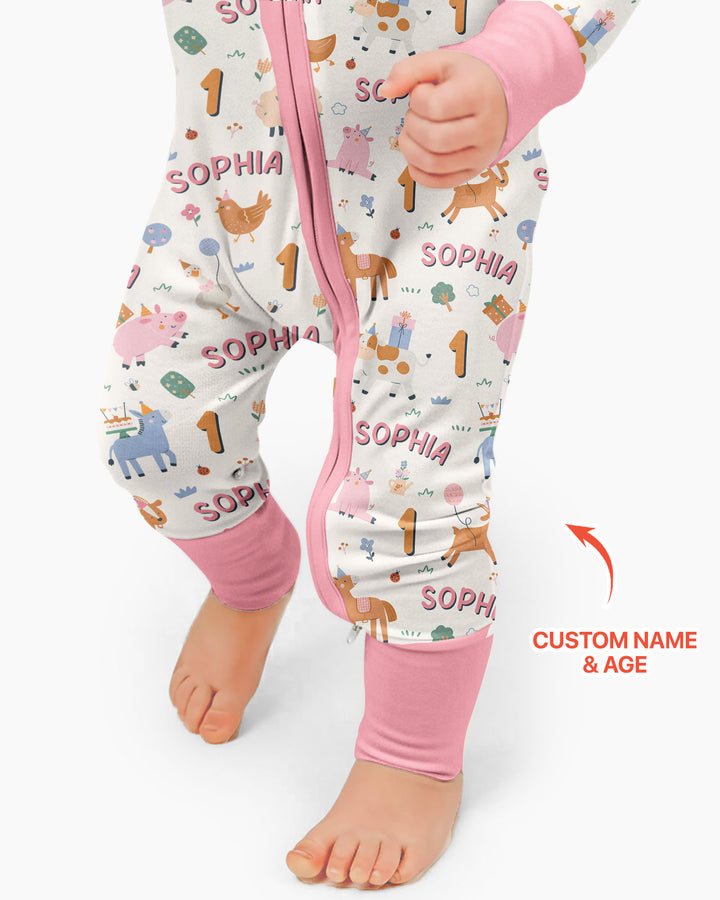 Personalized Farm Animals Birthday Bamboo Convertible Zippy
