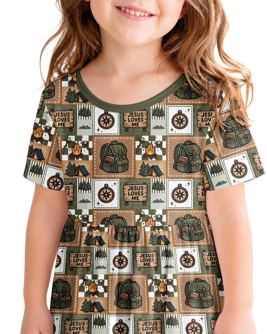 Camping Jesus Loves Me Bamboo Twirl Dress