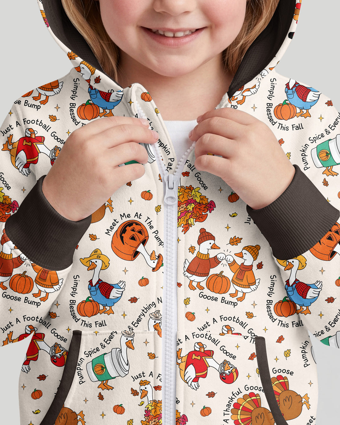 Just A Fall Goose Family Matching Bamboo Zip Hoodie