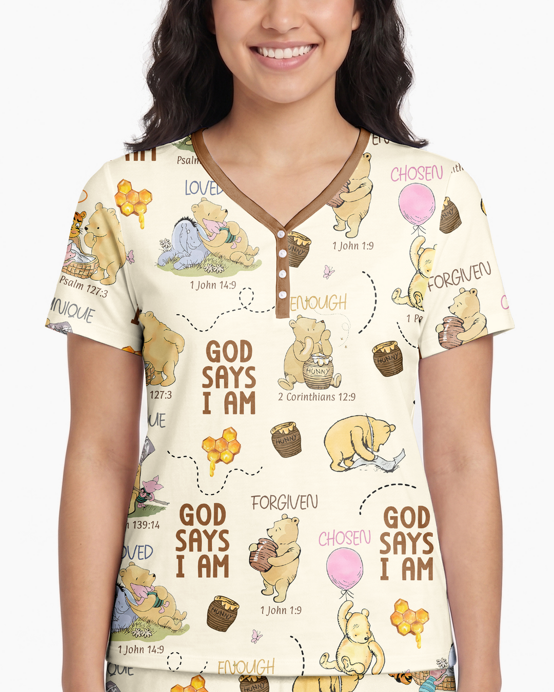 God Says I Am – Little Blessings Bamboo Women Short Sleeve Short Pajama Set