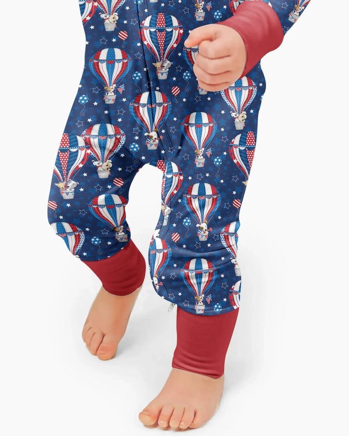 Patriotic Pups in Hot Air Balloons Family Matching Bamboo Convertible Zippy