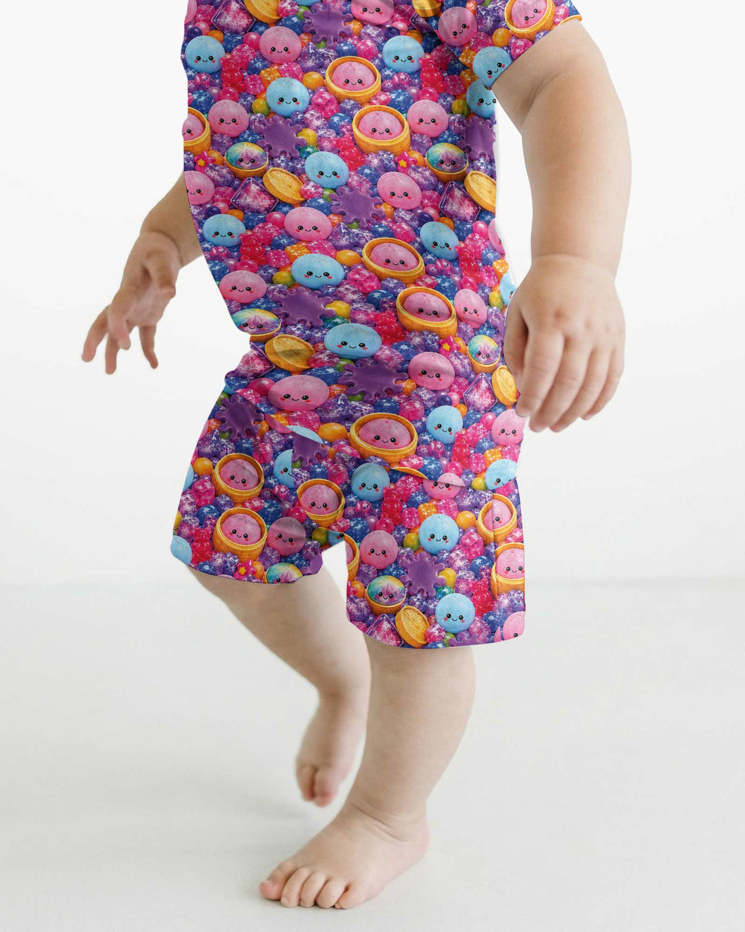 Rainbow Glitter Dumplings Bamboo Two Piece Short Sleeve Shorts Pajama Set