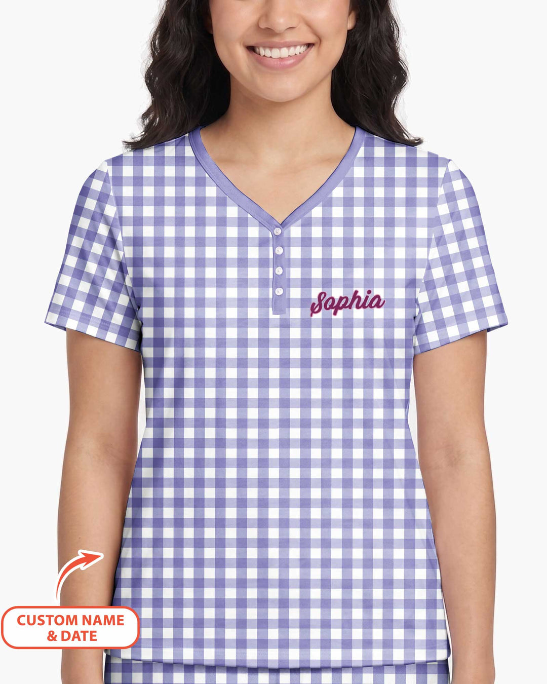Embroidered Seersucker Bamboo Women Short Sleeve Short Pajama Set