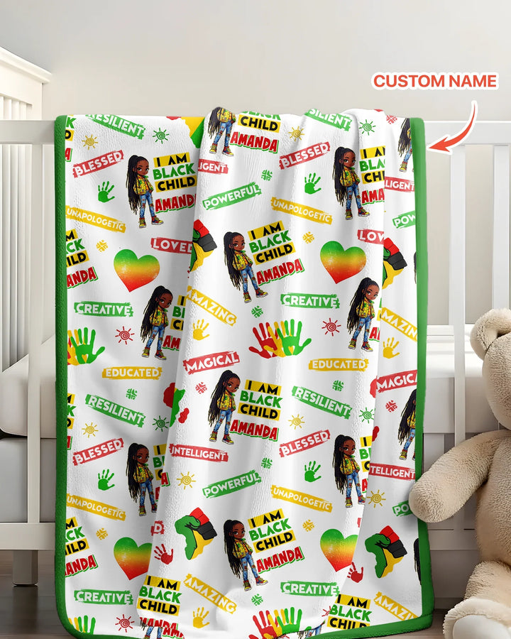 Custom Name I Am Black Child Magical Bamboo Blanket