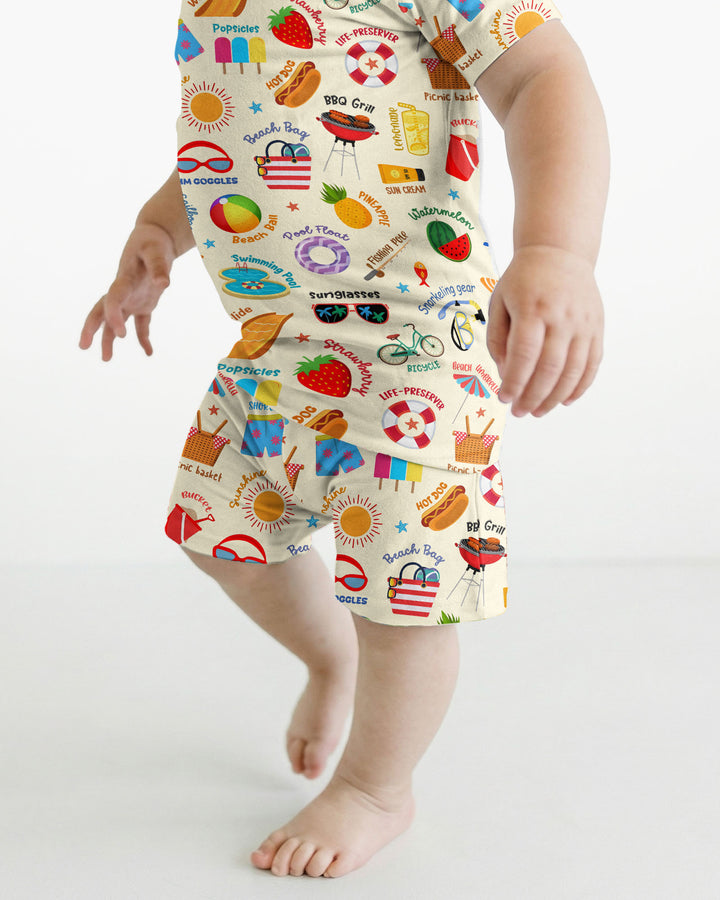 Schlafanzug-Set zweiteilig, kurze Ärmel, kurze Hose, Bambus