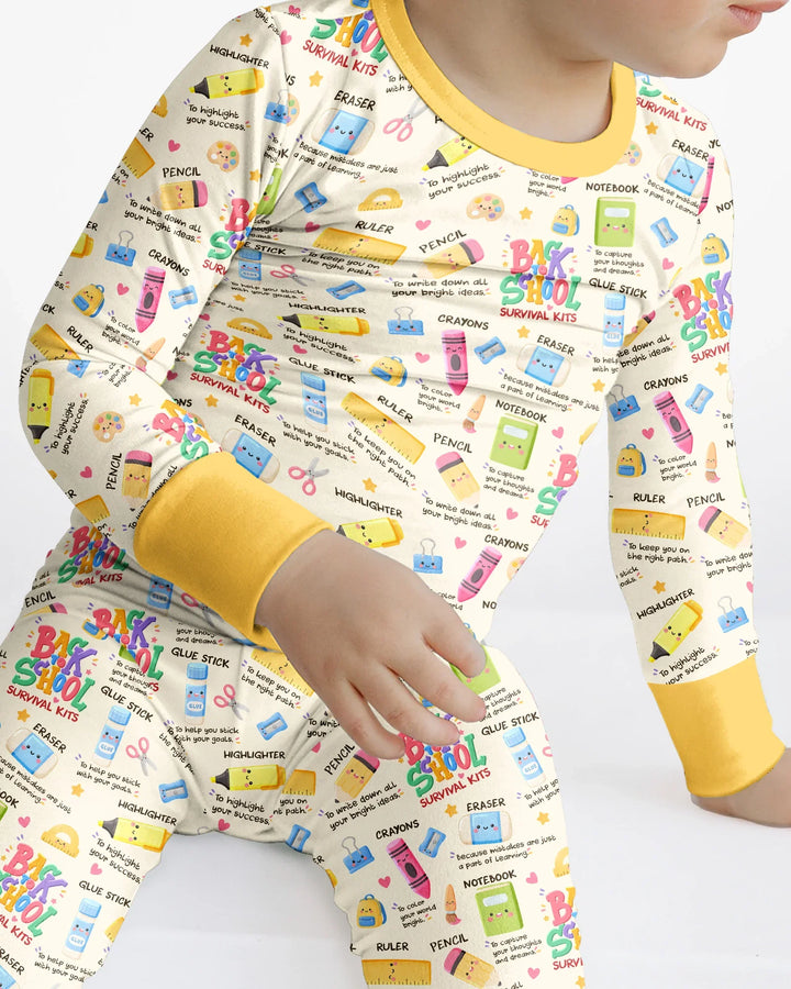 Back To School Survival Kit Bamboo Two Piece Long Sleeve Pajama Set