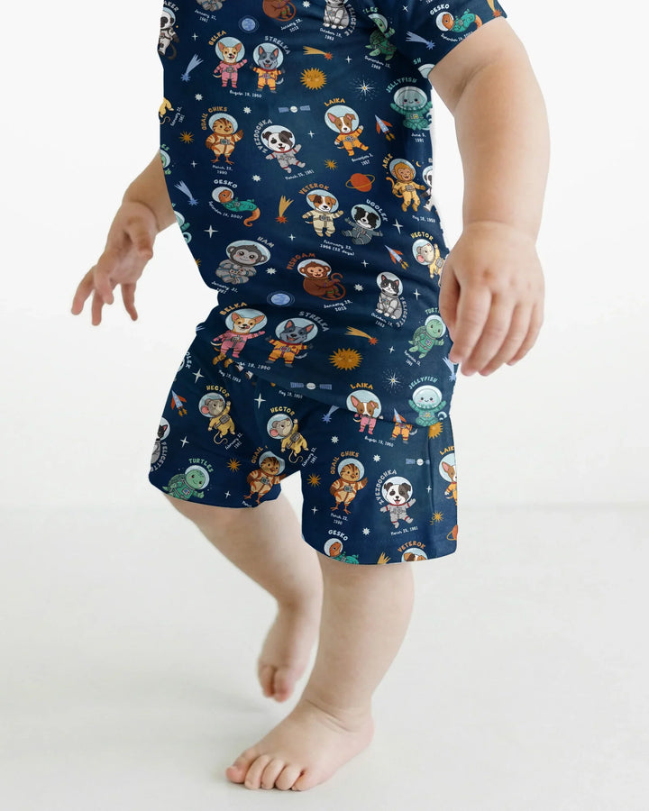 Animal Astronauts Bamboo Two Piece Short Sleeve Shorts Pajama Set