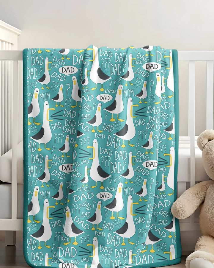 Funny Seagull DAD Bamboo Blanket