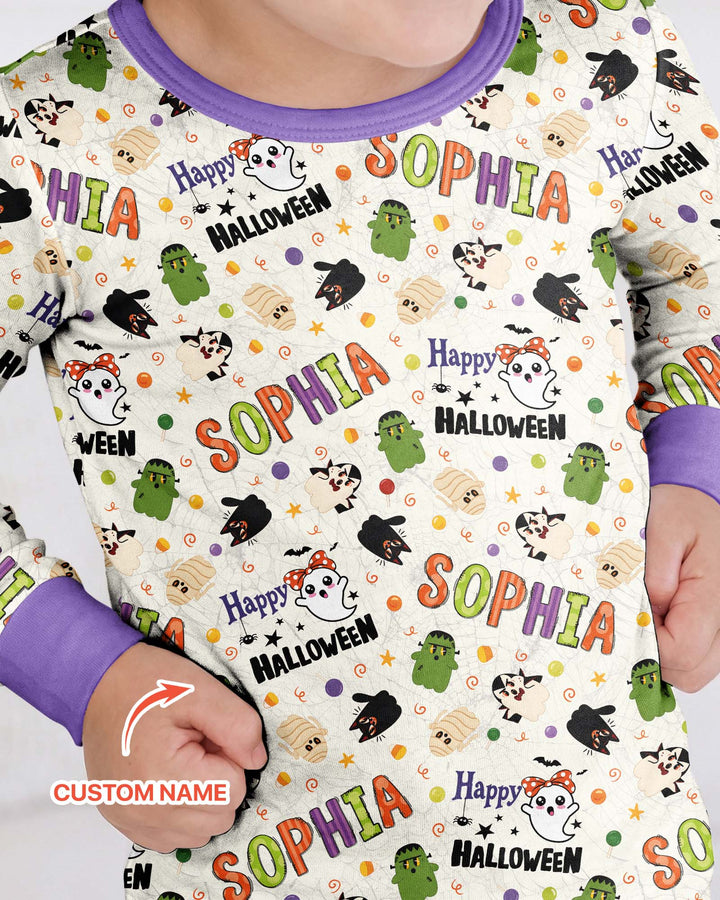 Personalized My First Halloween  Bamboo Two Piece Long Sleeve Pajama Set