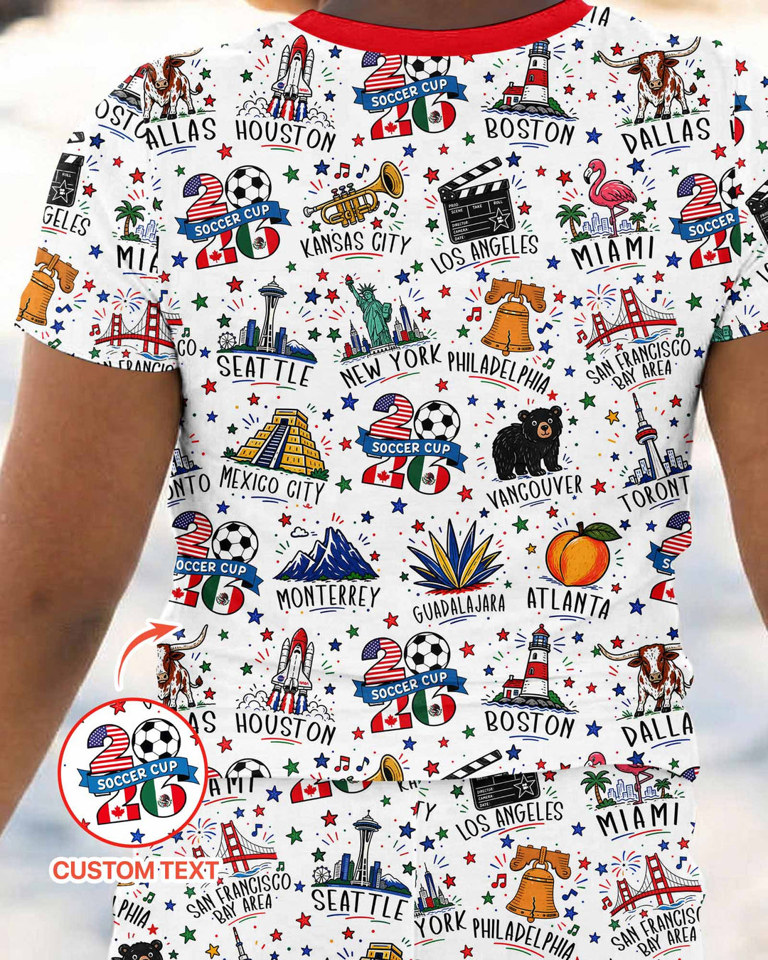 2026 Soccer Cup Host Citties Bamboo Two Piece Short Sleeve Pajama Set