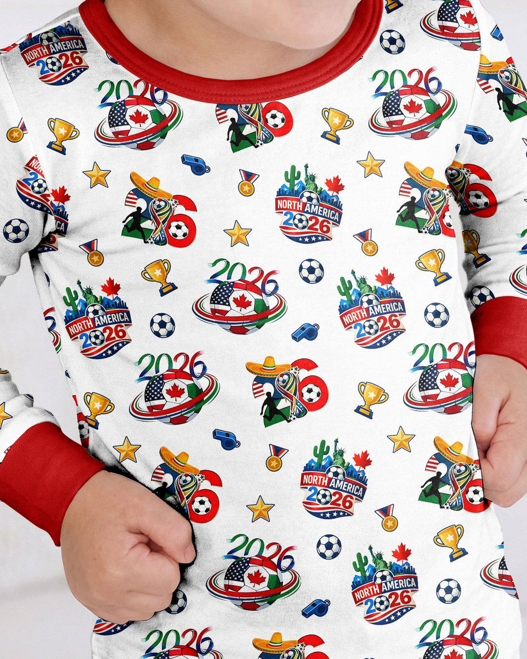 World Soccer North America 2026 Family Matching Bamboo Two Piece Long Sleeve Pajama Set