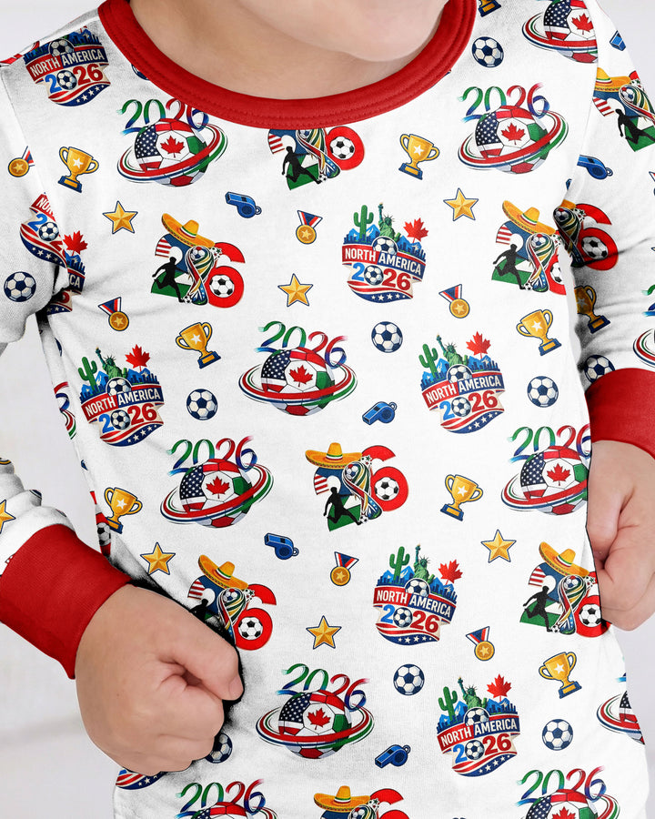 World Soccer North America 2026 Family Matching Bamboo Two Piece Long Sleeve Pajama Set