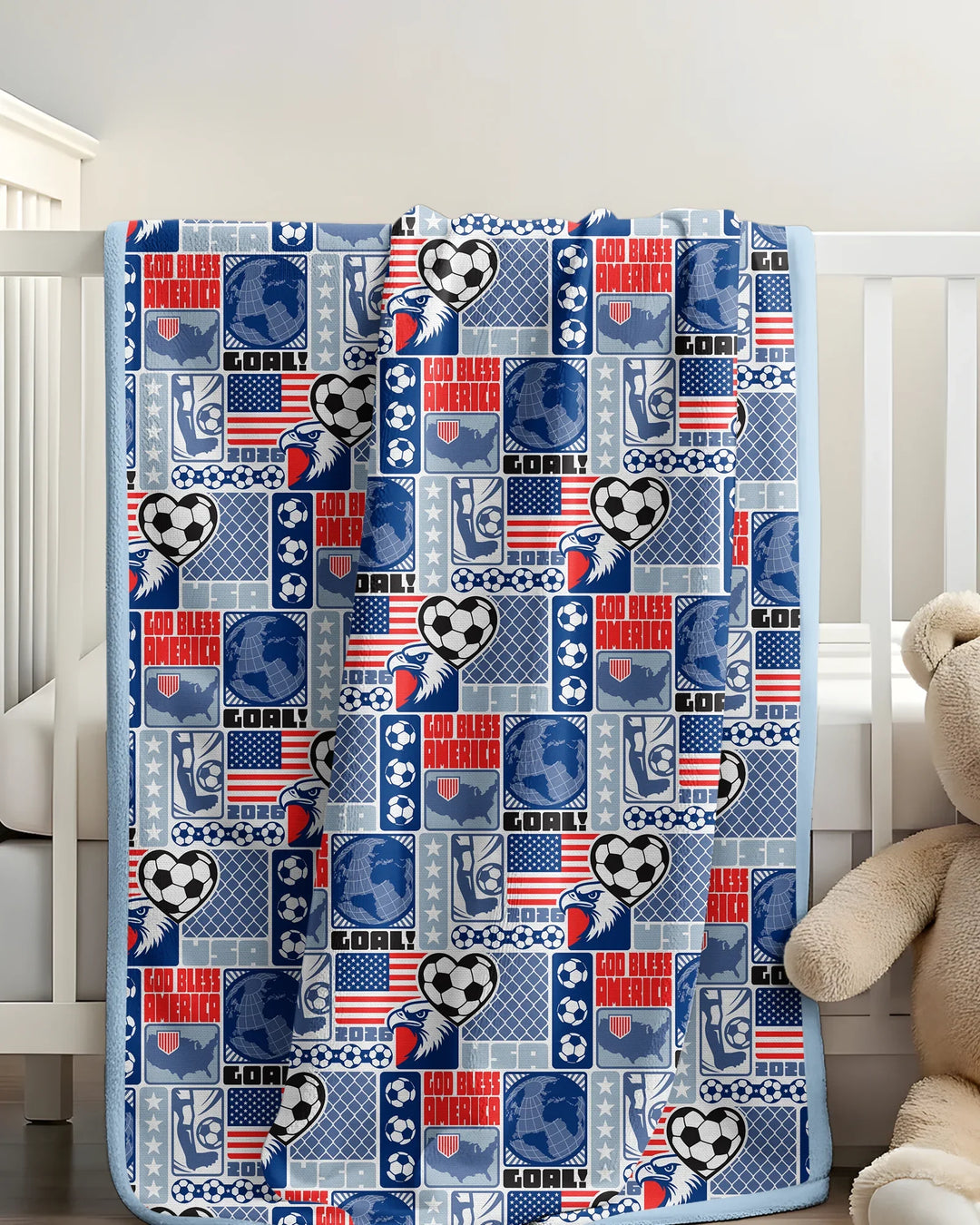 World Soccer God Bless America Bamboo Blanket