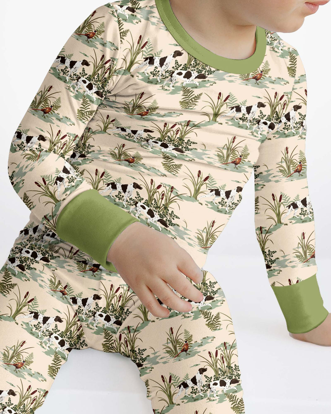 Vintage Pheasant & Hunting Dog Field Family Matching Bamboo Two Piece Long Sleeve Pajama Set