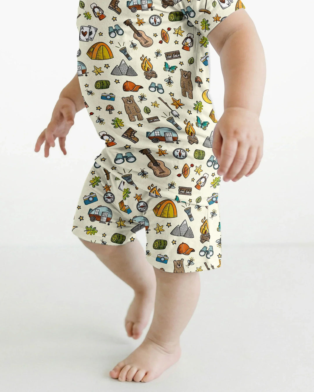 Love Camping Matching Family Bamboo Two Piece Short Sleeve Shorts Pajama Set