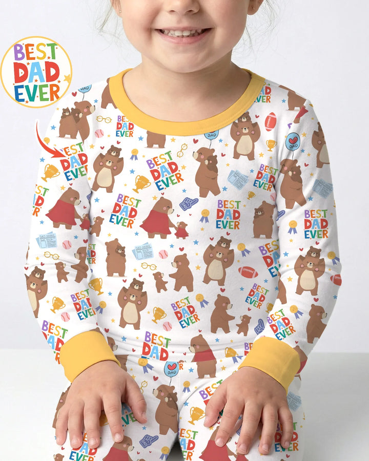 Best Daddy Bear Ever Family Matching Bamboo Two Piece Long Sleeve Pajama Set
