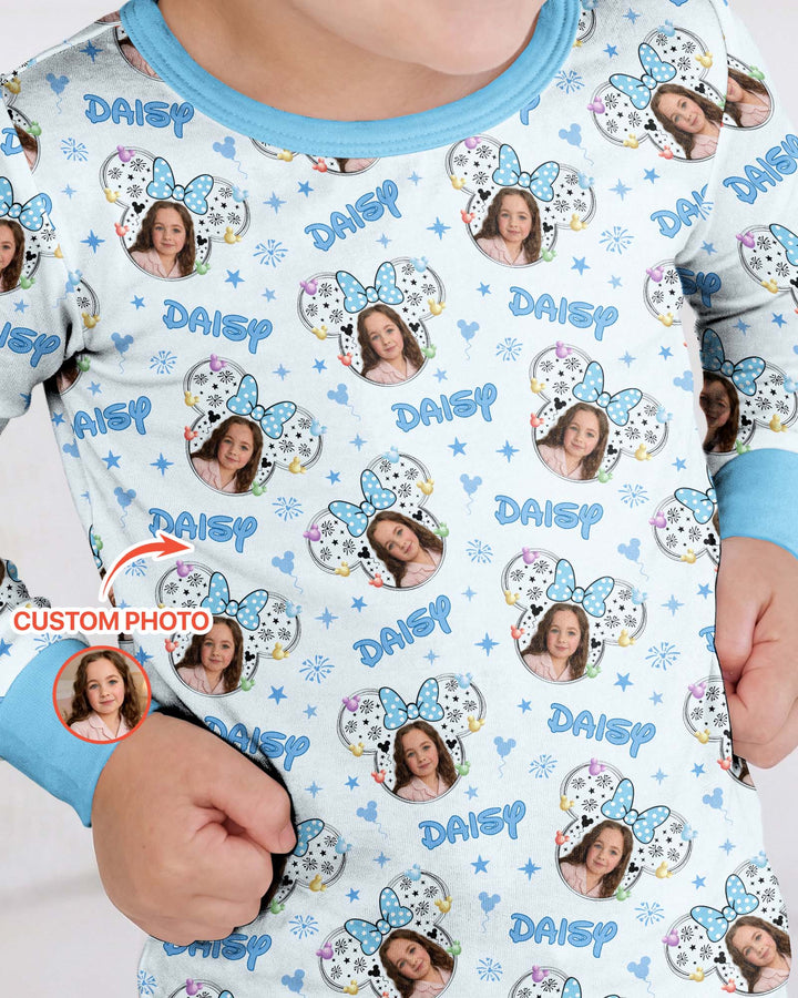 Custom Photo Little Princess Bamboo Two Piece Long Sleeve Pajama Set