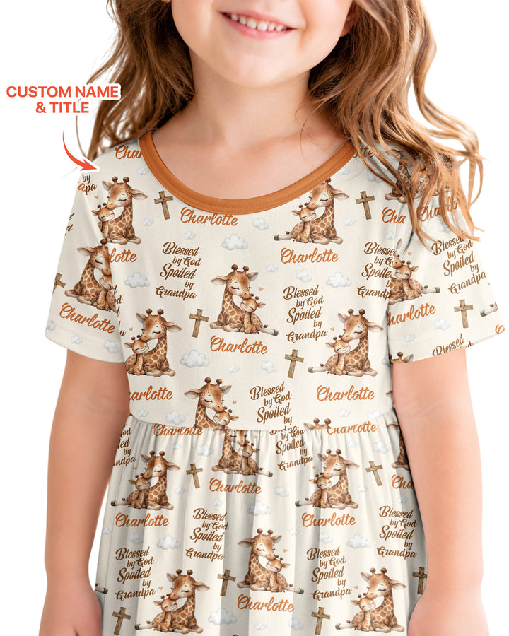 Custom Name Blessed By God Spoiled By Grandma Bamboo Twirl Dress