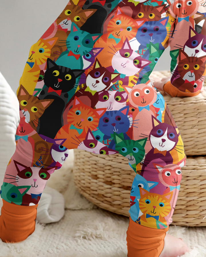 Colorful Cat Pattern Bamboo Convertible Zippy