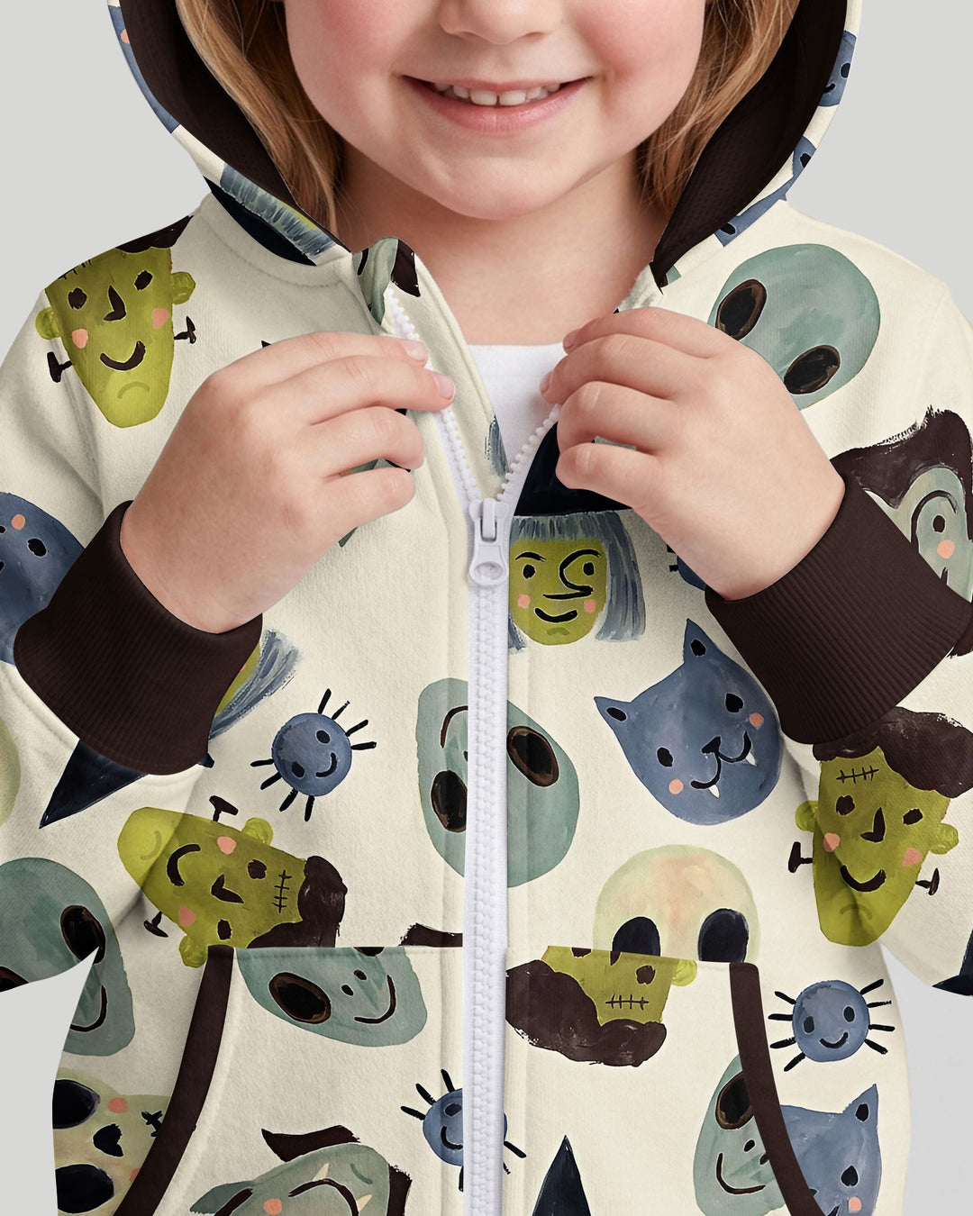 Halloween Face Bamboo Zip Hoodie