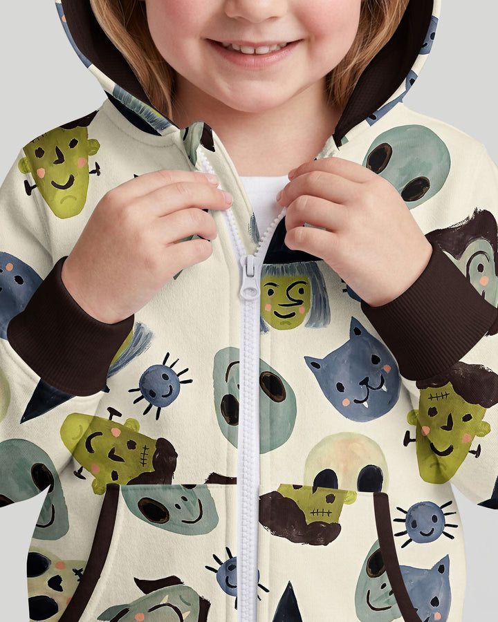 Halloween Face Bamboo Zip Hoodie