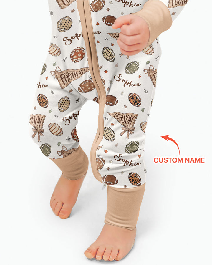 Custom Name Football Fall Season Bamboo Convertible Zippy