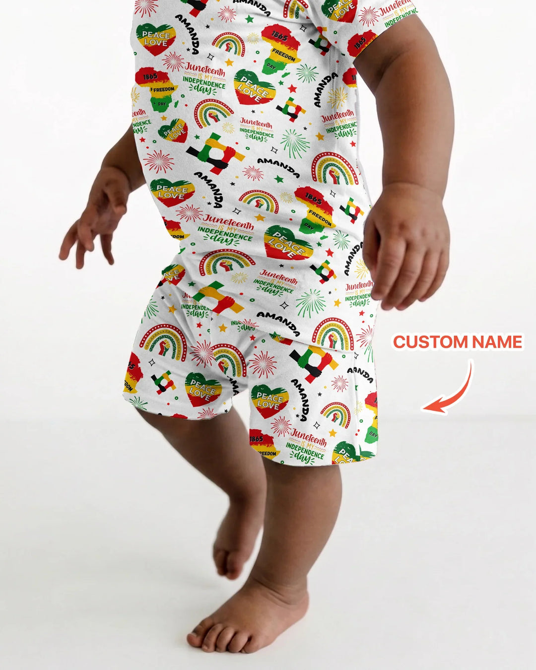 Custom Name Juneteenth Is My Independence Day Bamboo Two Piece Short Sleeve Shorts Pajama Set