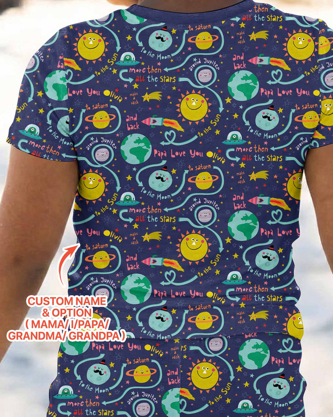 Love to the Moon and Back  Bamboo Two Piece Short Sleeve Pajama Set