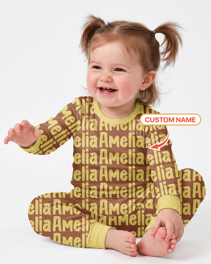 Little Letters Bamboo Two Piece Long Sleeve Pajama Set Bamboo Two Piece Long Sleeve Pajama Set