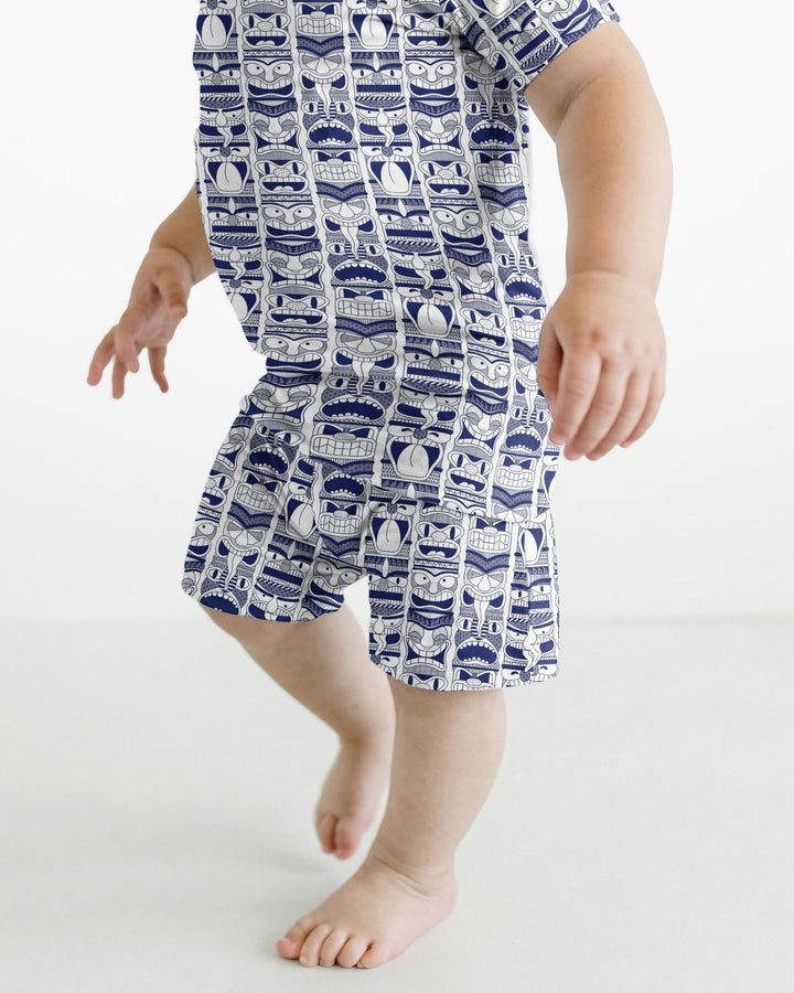 Friendly Totem Pole Figures Bamboo Two Piece Short Sleeve Shorts Pajama Set