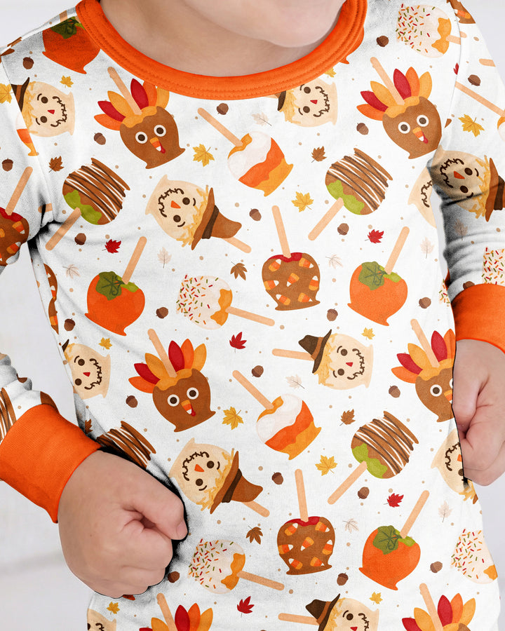 Fall Caramel Apple Family Matching Bamboo Two Piece Long Sleeve Pajama Set