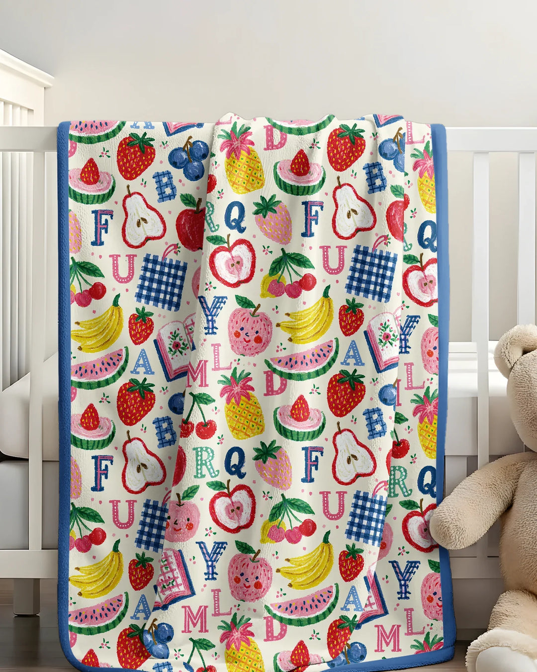 Back To School Fruit Alphabet Bamboo Blanket
