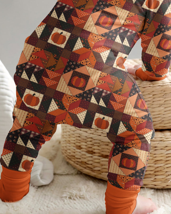Vintage Pumpkin Patchwork Fall Bamboo Convertible Zippy