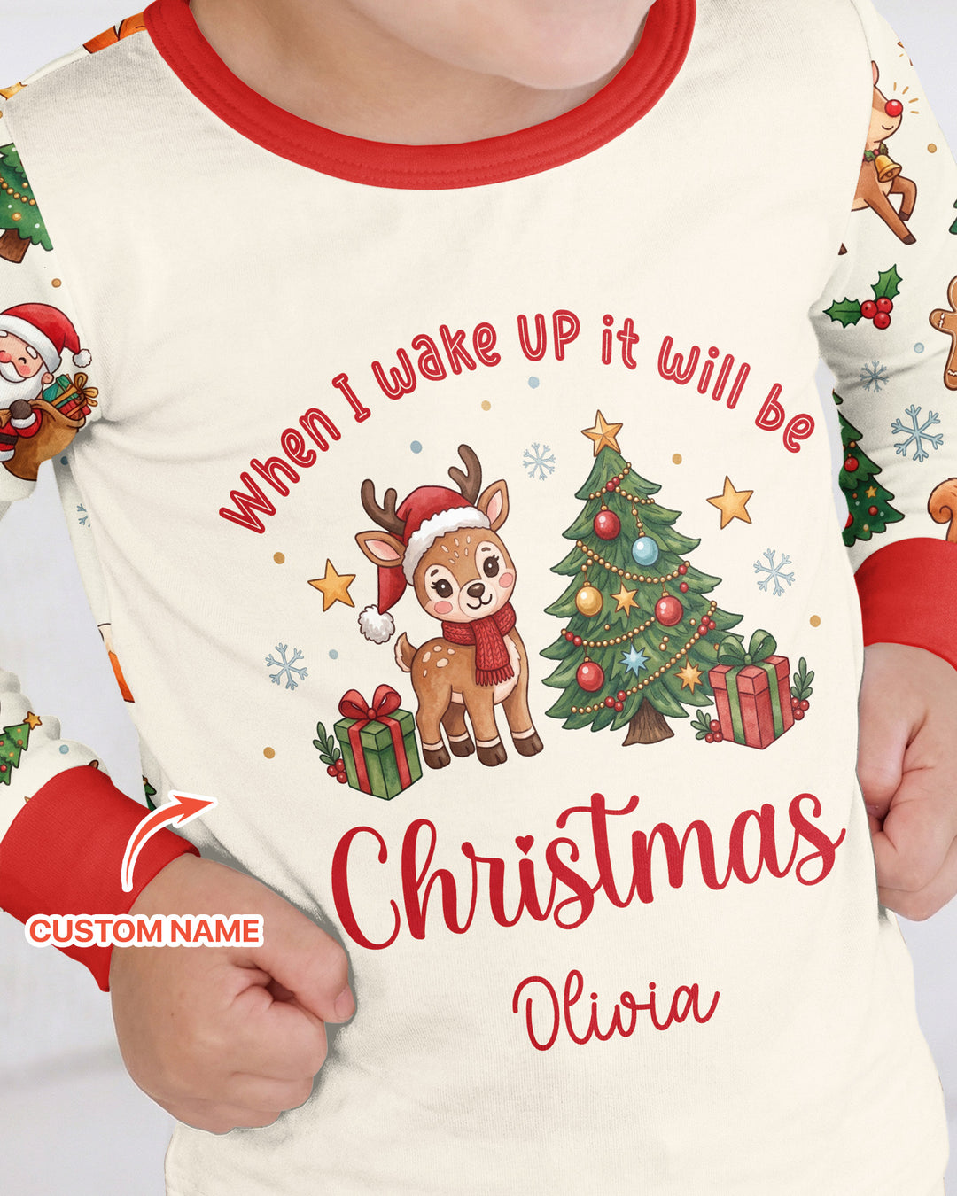 Custom Name When I Wake Up It's Will Be Christmas Bamboo Two Piece Long Sleeve Pajama Set