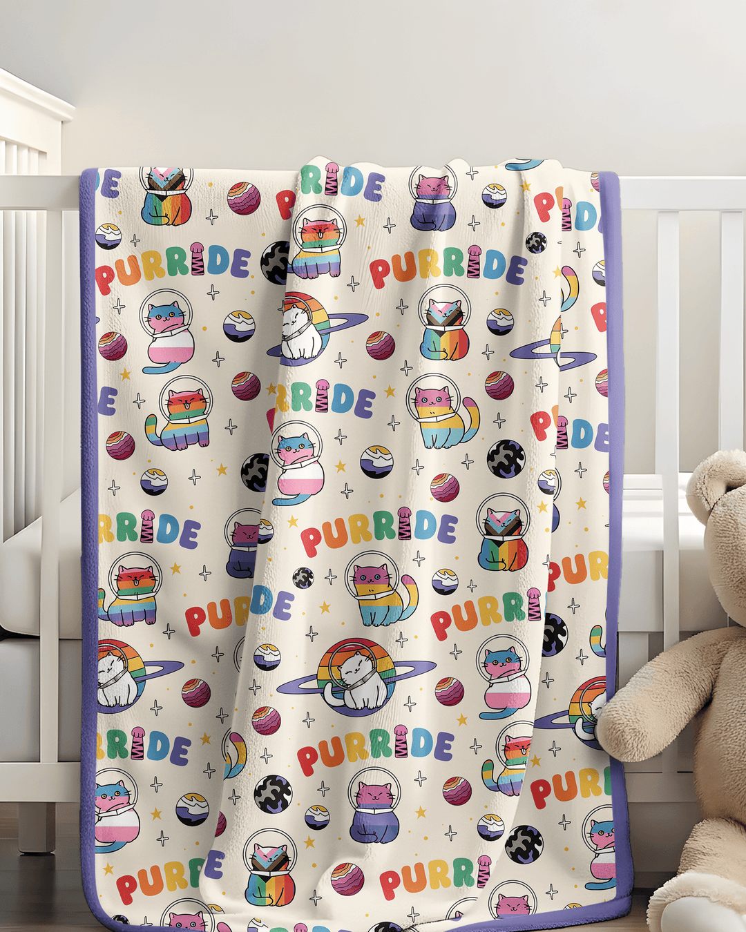 Rainbow Space Cats Family Matching Bamboo Blanket