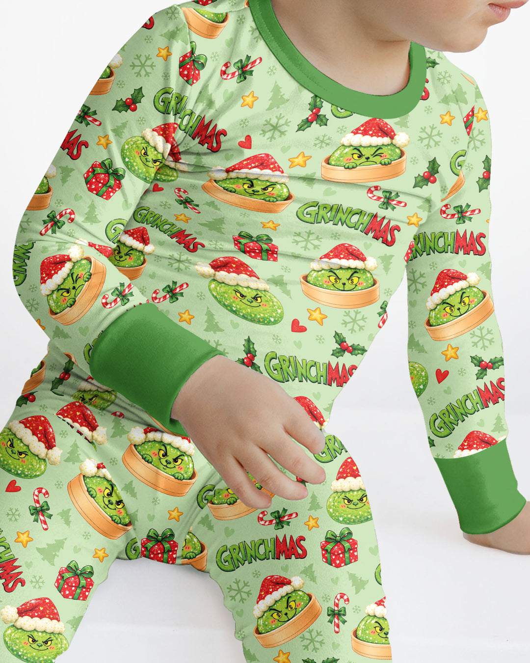 Grinchmas Dumpling Bamboo Two Piece Long Sleeve Pajama Set